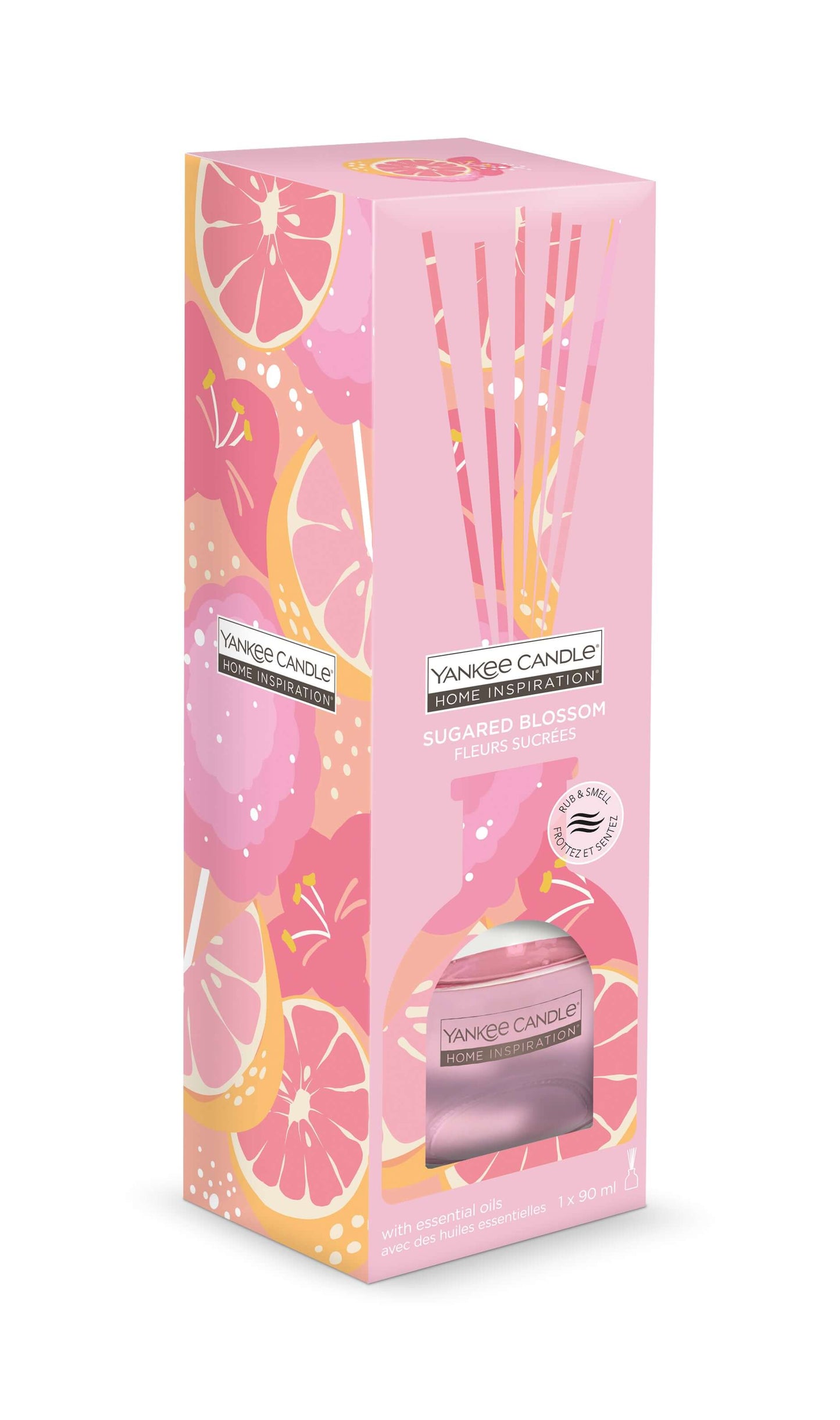 Sugared Blossom Reed Diffuser Colourful blossoms, sparkling with sugar crystals, placed upon a delicious frosted confection.