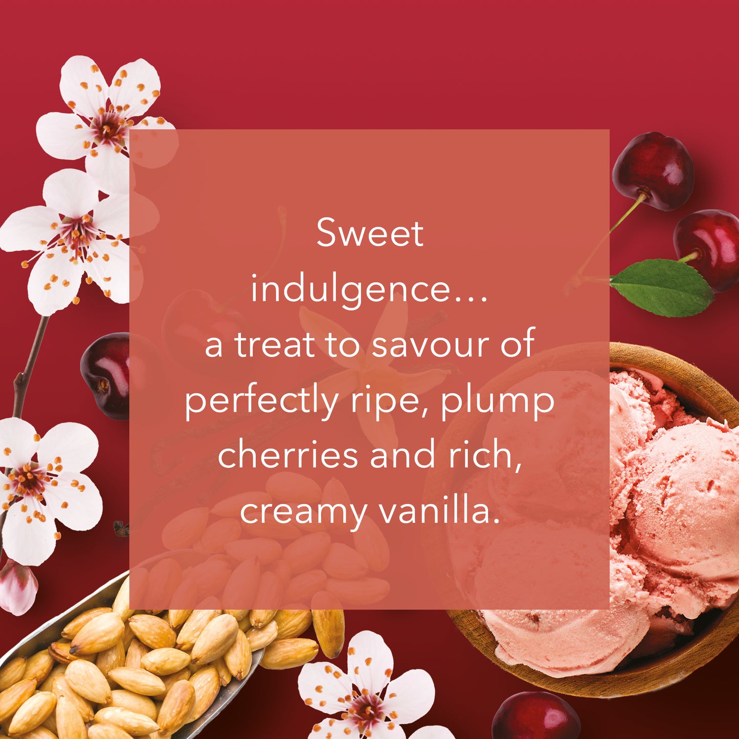 Cherry Vanilla Medium Jar Fill your home with the sweet, sharp fragrance of Cherry Vanilla from Yankee Candle® Home Inspiration® . A treat to savor of perfectly ripe, plump cherries and rich, creamy vanilla.