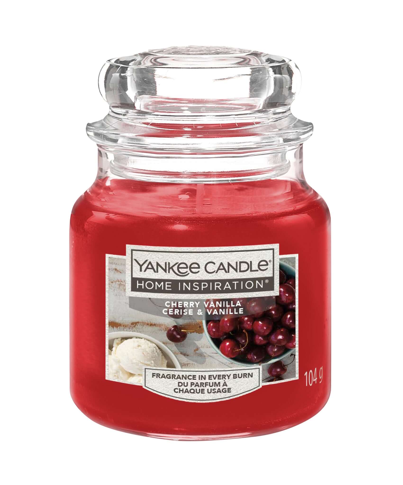 Cherry Vanilla Small Jar Fill your home with the sweet, sharp fragrance of Cherry Vanilla from Yankee Candle® Home Inspiration® . A treat to savor of perfectly ripe, plump cherries and rich, creamy vanilla. 