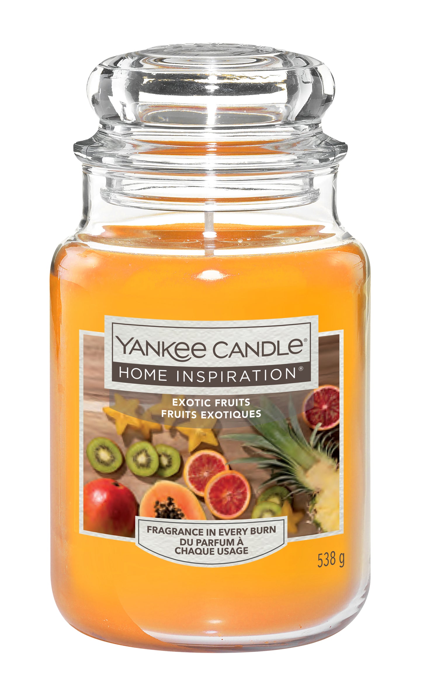Exotic Fruits Large Jar Yankee Candle® Home Inspiration® Exotic Fruits Candle – a subtle tropical treat with scents of mango, orange and pineapple softened with musk.