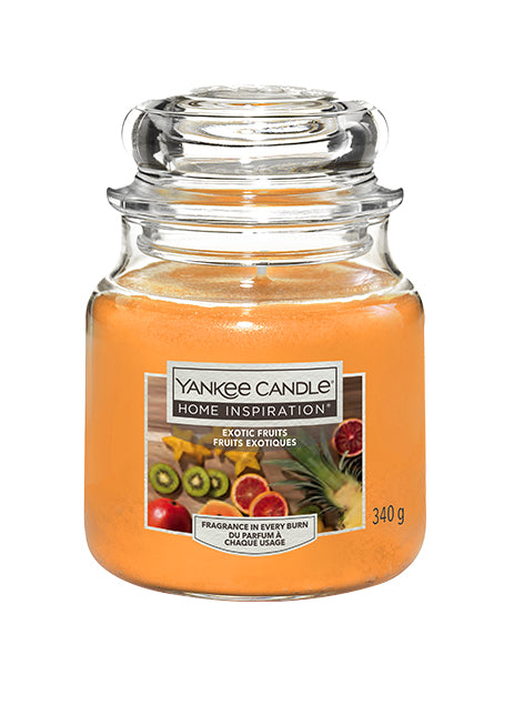 Exotic Fruits Medium Jar Yankee Candle® Home Inspiration® Exotic Fruits Candle – a subtle tropical treat with scents of mango, orange and pineapple softened with musk. 