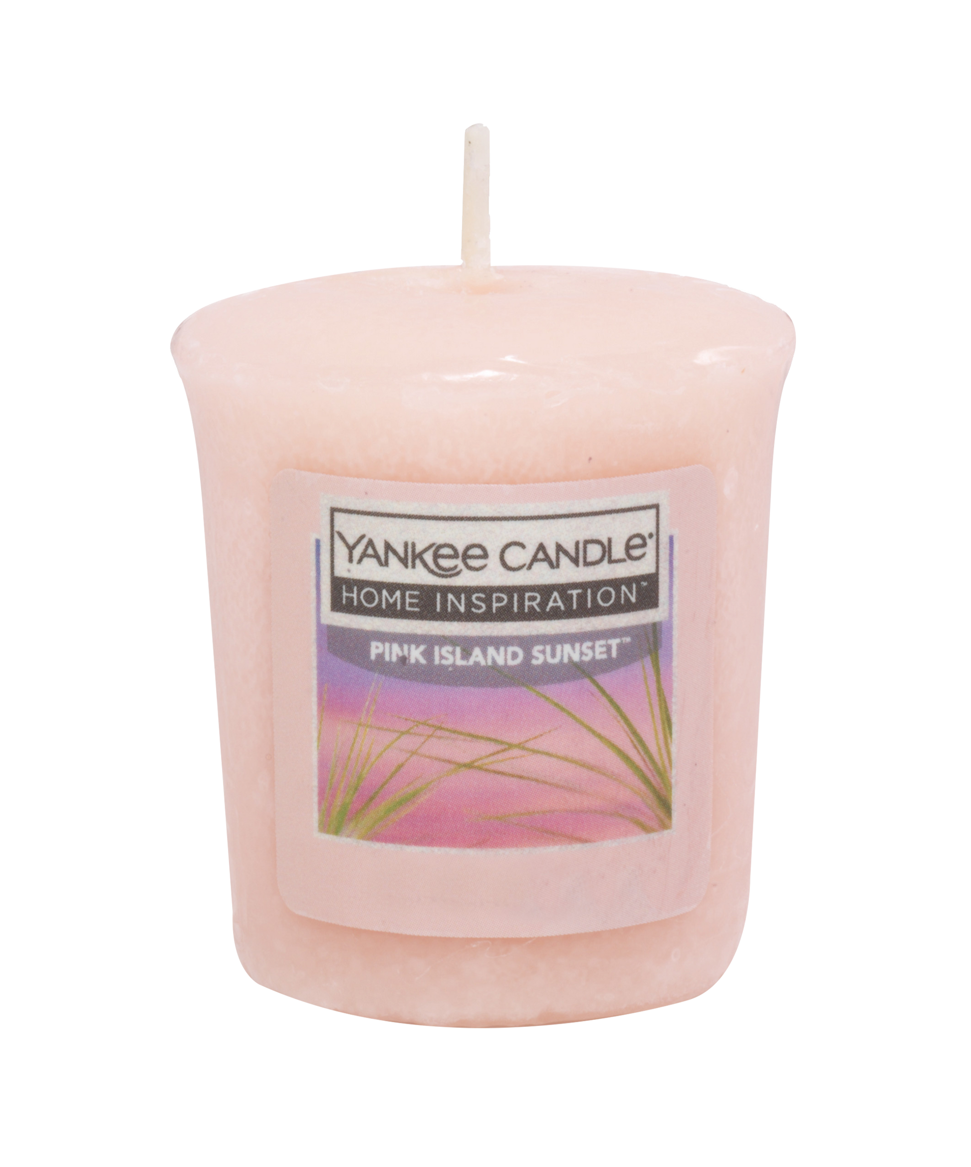 Pink Island Sunset Votive Tropical fruits and citrus of the Yankee Candle® Home Inspiration™ Candle will have you thinking of gentle trade winds and full, pink sunsets stretching the horizon.