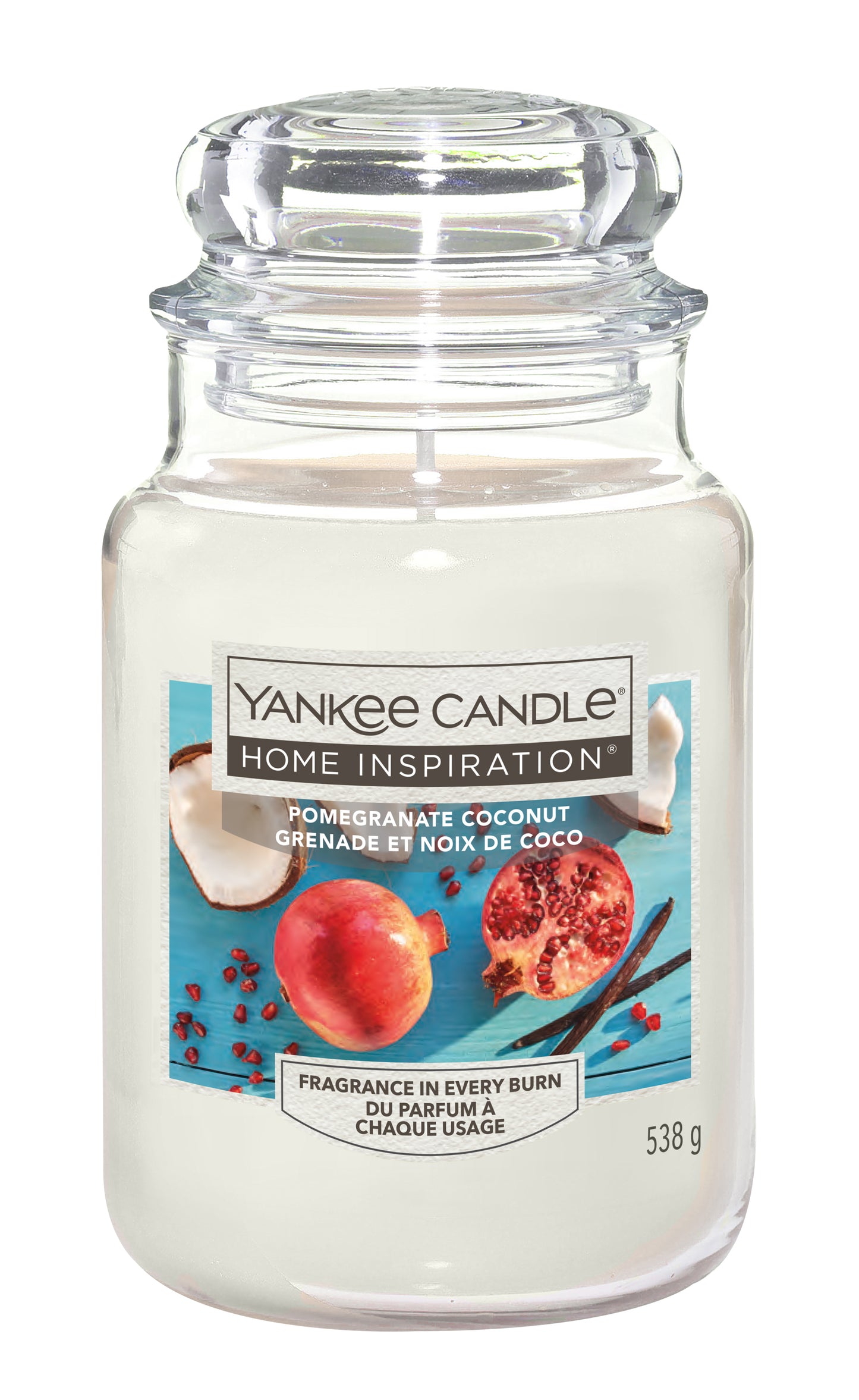 Pomegranate Coconut Large Jar Sweeten your home with the delicious and dreamy scents of pomegranate and coconut with the Yankee Candle® Home Inspiration® Pomegranate and Coconut Candle. 