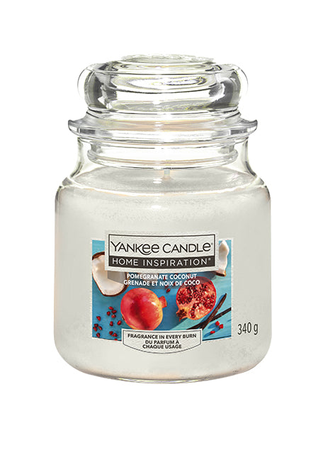 Pomegranate Coconut Medium Jar Sweeten your home with the delicious and dreamy scents of pomegranate and coconut with the Yankee Candle® Home Inspiration® Pomegranate and Coconut Candle. 