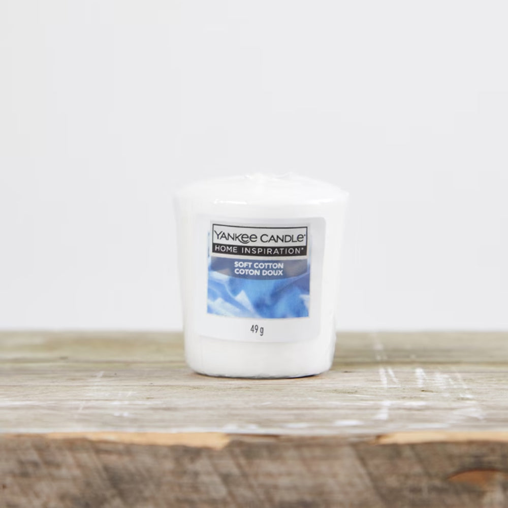 Soft Cotton Votive Yankee Candle® Home Inspiration® Soft Cotton provides a fresh and airy aroma throughout your home, such as the clean, comforting scent of soft, fluffy towels just out of the dryer.