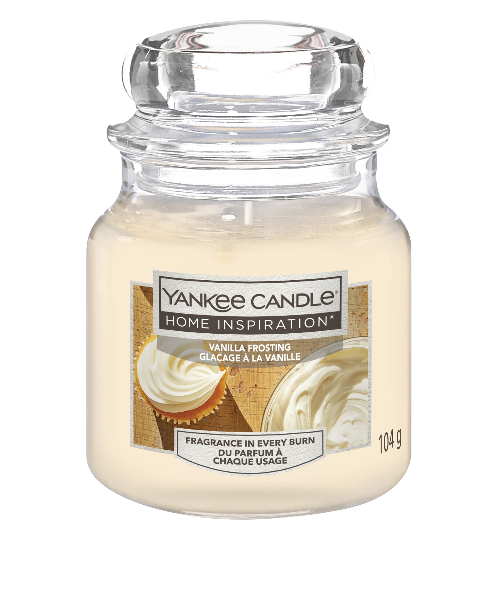 Vanilla Frosting Small Jar Surround yourself with the scent of creamy, sugary confections with this Yankee Candle® Home Inspiration® fragrance. This candle provides top notes of confectionary sugar and milky accord.